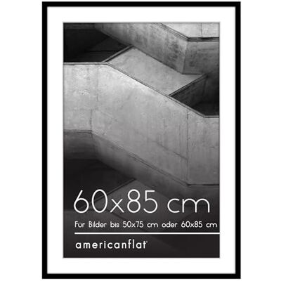 Americanflat Bilderrahmen 60x85 cm Schwarz Bilderrahmen 50x75 cm mit Passepartout Fotorahmen mit poliertem Plexi-Scheibe Americanflat Bilderrahmen 60x85 cm Schwarz Bilderrahmen 50x75 cm mit Passepartout Fotorahmen mit poliertem Plexi-Scheibe