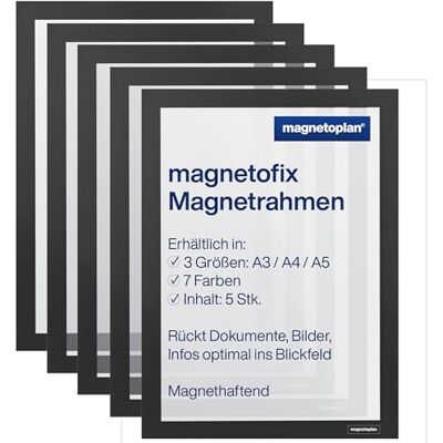 magnetoplan magnetofix-Magnetrahmen A3, Schwarz, 5 Stk. magnetoplan magnetofix-Magnetrahmen A3, Schwarz, 5 Stk.