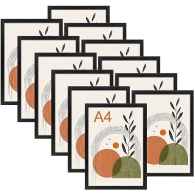 Ditwis 12 Stück Bilderrahmen A4 Schwarz, Rahmen DIN A4 für 21x29,7 cm Zertifikate, Urkunde, Kunstwerke und Fotos, Modern Fotorahmen für Wohn-, Schlaf- und Büroräume Ditwis 12 Stück Bilderrahmen A4 Schwarz, Rahmen DIN A4 für 21x29,7 cm Zertifikate, Urkunde, Kunstwerke und Fotos, Modern Fotorahmen für Wohn-, Schlaf- und Büroräume
