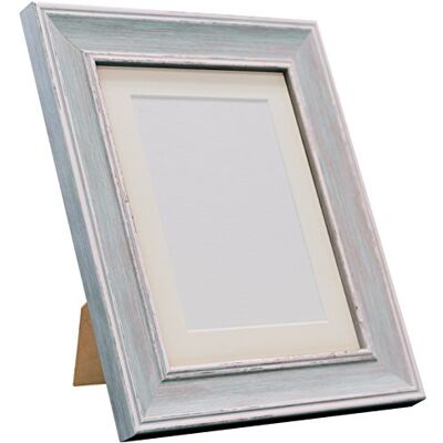 FRAMES BY POST Scandi Vintage-Bilderrahmen, Distressed Blue with Ivory Mount, 8 x 8 Image Size 5 x 5 Inch FRAMES BY POST Scandi Vintage-Bilderrahmen, Distressed Blue with Ivory Mount, 8 x 8 Image Size 5 x 5 Inch