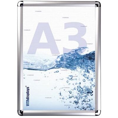 VITAdisplays Alu-Klapprahmen DIN A3 Silber Rondo, Posterrahmen inkl. Anti-reflex PET Schutzfolie, 25 mm Aluminium Profil, Wechselrahmen VITAdisplays Alu-Klapprahmen DIN A3 Silber Rondo, Posterrahmen inkl. Anti-reflex PET Schutzfolie, 25 mm Aluminium Profil, Wechselrahmen