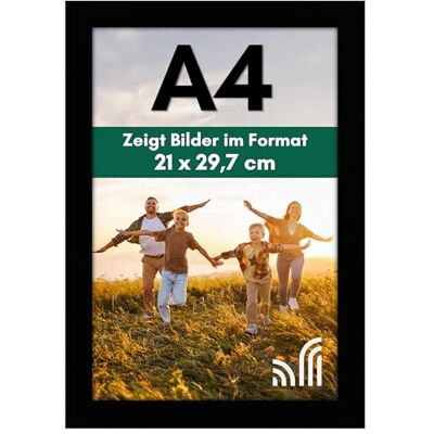 Americanflat Bilderrahmen A4 Schwarz DIN A4 Bilderrahmen aus Verbundholz mit Bruchsicherem Glas Horizontale und Vertikale Formate für die Wand und den Tisch Americanflat Bilderrahmen A4 Schwarz DIN A4 Bilderrahmen aus Verbundholz mit Bruchsicherem Glas Horizontale und Vertikale Formate für die Wand und den Tisch