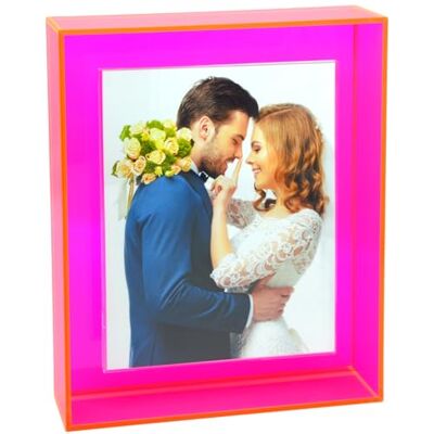 HappyDino Acryl-Bilderrahmen für Wand und Tisch, Neon-Fotorahmen, mit dekorativen, hellen Farben, Neon-Pink, 12,7 x 17,8 cm HappyDino Acryl-Bilderrahmen für Wand und Tisch, Neon-Fotorahmen, mit dekorativen, hellen Farben, Neon-Pink, 12,7 x 17,8 cm