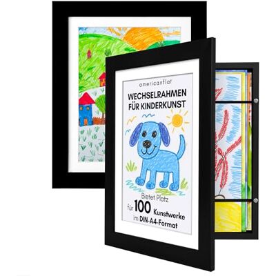 Americanflat A4 Bilderrahmen für Kinderzeichnungen Schwarz Verbundholz mit Bruchsicherem Glas Horizontale & Vertikale Versionen 2er Pack Americanflat A4 Bilderrahmen für Kinderzeichnungen Schwarz Verbundholz mit Bruchsicherem Glas Horizontale & Vertikale Versionen 2er Pack