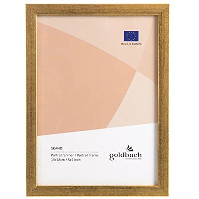 goldbuch Bilderrahmen Skandi 13x18 cm, Einzelrahmen aus Echt Holz, Portraitrahmen zum Stellen, Holzrahmen mit Wandhalterung, Foto Rahmen, Frame Gold, 90 0393 goldbuch Bilderrahmen Skandi 13x18 cm, Einzelrahmen aus Echt Holz, Portraitrahmen zum Stellen, Holzrahmen mit Wandhalterung, Foto Rahmen, Frame Gold, 90 0393