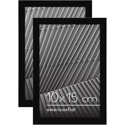 Americanflat Bilderrahmen 10x15 cm in Schwarz Dünner Rahmen mit Bruchsicheres Glas, Integrierter Ständer, Aufhängung für Wand und Tischplatte 2er Set Americanflat Bilderrahmen 10x15 cm in Schwarz Dünner Rahmen mit Bruchsicheres Glas, Integrierter Ständer, Aufhängung für Wand und Tischplatte 2er Set