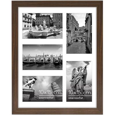 Americanflat Bilderrahmen Collage 10x15 cm Walnuss Bilderrahmen 28x36 cm mit Passepartout für Fünf 15x10 cm Fotos Fotorahmen für Mehrere Bilder der Familie Verbundholz mit Bruchsicherem Glas Americanflat Bilderrahmen Collage 10x15 cm Walnuss Bilderrahmen 28x36 cm mit Passepartout für Fünf 15x10 cm Fotos Fotorahmen für Mehrere Bilder der Familie Verbundholz mit Bruchsicherem Glas