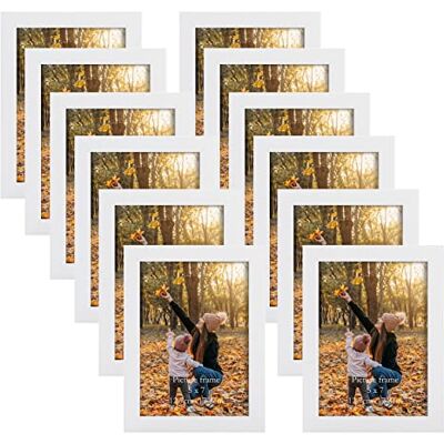 EXYGLO 12er Set Bilderrahmen 13x18 cm, Weiße Fotorahmen Collage für 18x13 cm Fotos und Bilder, Modern Rahmen Leicht und Dünn Wand- oder Tischaufsteller EXYGLO 12er Set Bilderrahmen 13x18 cm, Weiße Fotorahmen Collage für 18x13 cm Fotos und Bilder, Modern Rahmen Leicht und Dünn Wand- oder Tischaufsteller