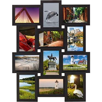 MELANNCO Collage-Bilderrahmen, 10 x 15 cm und sechs 15 x 10 cm Fotos, 12 Öffnungen, Schwarz MELANNCO Collage-Bilderrahmen, 10 x 15 cm und sechs 15 x 10 cm Fotos, 12 Öffnungen, Schwarz