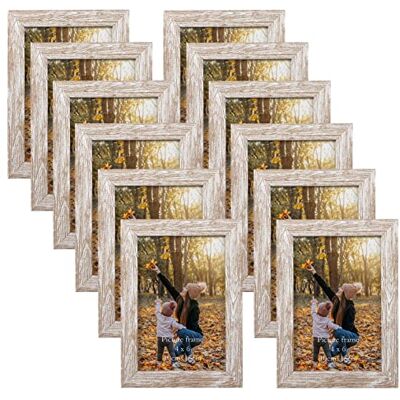 Exyglo 12-teiliges rustikaler Bilderrahmen-Set - 10x15 cm - Wand- oder Tischmontage Exyglo 12-teiliges rustikaler Bilderrahmen-Set - 10x15 cm - Wand- oder Tischmontage