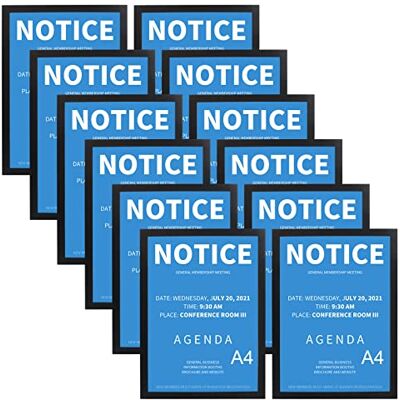 RLAVBL A4 Magnetrahmen 12er Set, Bilderrahmen Schwarz mit selbstklebender Rückseite für Fenster, Wände, Kühlschränke für Anzeigen, Notizen, Lizenzen, Drucke und Urkunden RLAVBL A4 Magnetrahmen 12er Set, Bilderrahmen Schwarz mit selbstklebender Rückseite für Fenster, Wände, Kühlschränke für Anzeigen, Notizen, Lizenzen, Drucke und Urkunden