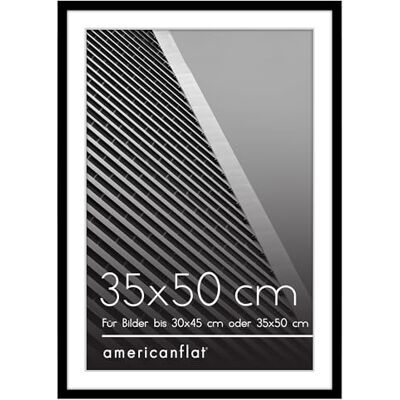 Americanflat Bilderrahmen 35x50 cm Schwarz Bilderrahmen 30x45 cm mit Passepartout aus Kunststoff mit poliertem Plexi-Scheibe Americanflat Bilderrahmen 35x50 cm Schwarz Bilderrahmen 30x45 cm mit Passepartout aus Kunststoff mit poliertem Plexi-Scheibe