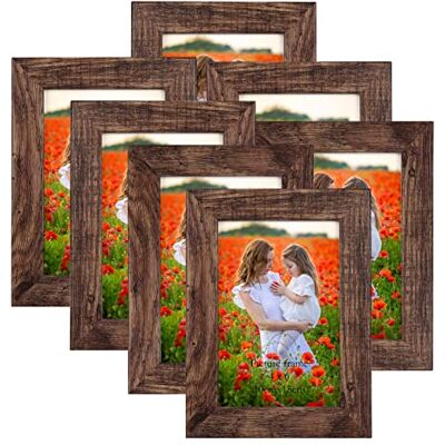 PETAFLOP 7er Set Bilderrahmen 10x15 CM Braun, Bilderrahmen holz Wand und Tischbilderrahmen, Geeignet für den Einsatz in Wohnungen Büros usw PETAFLOP 7er Set Bilderrahmen 10x15 CM Braun, Bilderrahmen holz Wand und Tischbilderrahmen, Geeignet für den Einsatz in Wohnungen Büros usw