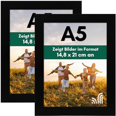 Americanflat Bilderrahmen A5 Schwarz DIN A5 Bilderrahmen aus Verbundholz mit Bruchsicherem Glas Horizontale und Vertikale Formate für die Wand und den Tisch 2er Pack Americanflat Bilderrahmen A5 Schwarz DIN A5 Bilderrahmen aus Verbundholz mit Bruchsicherem Glas Horizontale und Vertikale Formate für die Wand und den Tisch 2er Pack