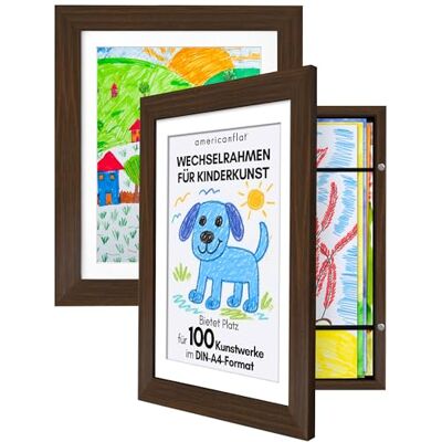 Americanflat A4 Bilderrahmen für Kinderzeichnungen Walnuss Verbundholz mit Bruchsicherem Glas Horizontale & Vertikale Versionen 2er Pack Americanflat A4 Bilderrahmen für Kinderzeichnungen Walnuss Verbundholz mit Bruchsicherem Glas Horizontale & Vertikale Versionen 2er Pack