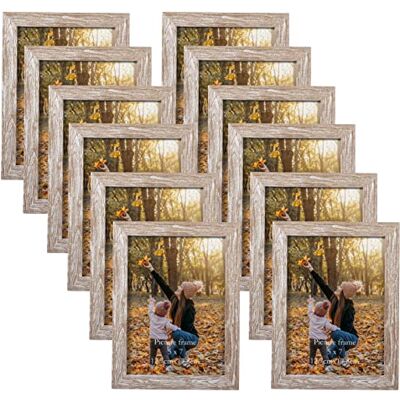 EXYGLO 12er Set Bilderrahmen 13x18 cm, Natur Fotorahmen Collage für 18x13 cm Fotos und Bilder, Kunststoff Rahmen Wand- oder Tischaufsteller EXYGLO 12er Set Bilderrahmen 13x18 cm, Natur Fotorahmen Collage für 18x13 cm Fotos und Bilder, Kunststoff Rahmen Wand- oder Tischaufsteller