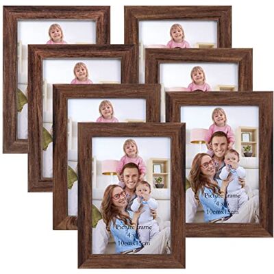 Giftgarden 7 Stück Bilderrahmen Set 10x15 cm für 15x10 Fotos und Bilder, Braun Fotorahmen Collage, Wand- oder Tischaufsteller Geschenk Freund Giftgarden 7 Stück Bilderrahmen Set 10x15 cm für 15x10 Fotos und Bilder, Braun Fotorahmen Collage, Wand- oder Tischaufsteller Geschenk Freund