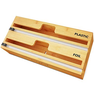 SpaceAid WrapNeat 2-in-1-Wickel-Organizer mit Cutter und Etiketten, Kunststofffolie, Aluminiumfolie und Wachs, Bambusspender für die Aufbewahrung in der Küche, für 30,5 cm große Rolle (Natur) SpaceAid WrapNeat 2-in-1-Wickel-Organizer mit Cutter und Etiketten, Kunststofffolie, Aluminiumfolie und Wachs, Bambusspender für die Aufbewahrung in der Küche, für 30,5 cm große Rolle (Natur)