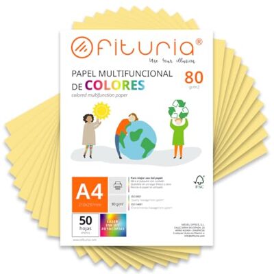OFITURIA Buntes Papier, 50 Blatt A4 80g – Farbiges Papier für Basteln, Drucker, Scrapbooking – Farbbögen (Creme, 50 Blatt) OFITURIA Buntes Papier, 50 Blatt A4 80g – Farbiges Papier für Basteln, Drucker, Scrapbooking – Farbbögen (Creme, 50 Blatt)