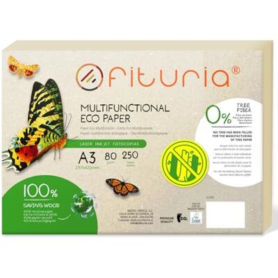 OFITURIA Recyclingpapier, A3, 80 g, 250 Blatt, 100% aus Recyclingpapier, Packung mit recycelten Papierbögen, natürliche Farbe, geeignet für Laserdrucker und Inkjet, Gastronomie (250 Blatt) OFITURIA Recyclingpapier, A3, 80 g, 250 Blatt, 100% aus Recyclingpapier, Packung mit recycelten Papierbögen, natürliche Farbe, geeignet für Laserdrucker und Inkjet, Gastronomie (250 Blatt)