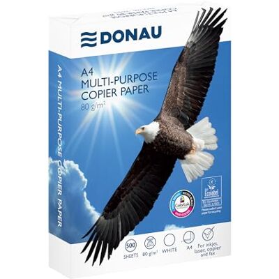 DONAU Kopierpapier Druckerpapier/DIN A4, 80g/m²/ 1 x 500 Blatt/Qualitätsklasse C/Universalpapier/für Zuhause Büro und das Homeoffice DONAU Kopierpapier Druckerpapier/DIN A4, 80g/m²/ 1 x 500 Blatt/Qualitätsklasse C/Universalpapier/für Zuhause Büro und das Homeoffice