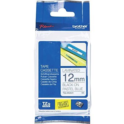 Brother Original laminiertes Schriftband TZe-MQ531 12 mm, schwarz auf pastell-blau (u.a.für P-touch H200, H100LB/R, H105, E100/VP, D200/BW/VP, D210/VP, Cube) Brother Original laminiertes Schriftband TZe-MQ531 12 mm, schwarz auf pastell-blau (u.a.für P-touch H200, H100LB/R, H105, E100/VP, D200/BW/VP, D210/VP, Cube)