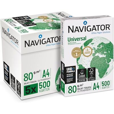 NAVIGATOR Office Paper Solutions Navigator Universal Kopierpapier 80g/m² A4, weiß, Karton zu 2.500 Blatt (5x500 Blatt) NAVIGATOR Office Paper Solutions Navigator Universal Kopierpapier 80g/m² A4, weiß, Karton zu 2.500 Blatt (5x500 Blatt)