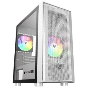 Oversteel Aeris Gaming PC Gehäuse kompatibel mit Micro ATX und ITX Boards, 2 120mm RGB Lüfter, Mesh Front, 2 Staubfilter, gehärtetes Seitenglas, USB 3.0, Weiß Oversteel Aeris Gaming PC Gehäuse kompatibel mit Micro ATX und ITX Boards, 2 120mm RGB Lüfter, Mesh Front, 2 Staubfilter, gehärtetes Seitenglas, USB 3.0, Weiß