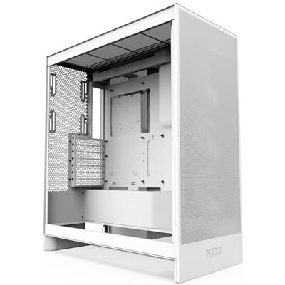 NZXT H7 Flow Mid-Tower-ATX-Airflow-Gehäuse Bis zu 3 x 120-mm-Lüfter im Boden zur direkten GPU-Kühlung 3 x 120-mm-Frontlüfter 420-mm-Kühler-Trägerplatte vorn Weiß NZXT H7 Flow Mid-Tower-ATX-Airflow-Gehäuse Bis zu 3 x 120-mm-Lüfter im Boden zur direkten GPU-Kühlung 3 x 120-mm-Frontlüfter 420-mm-Kühler-Trägerplatte vorn Weiß