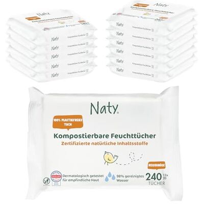 Naty Baby Feuchttücher - Sensitiv, Unparfümiert, Reisepack Naty Baby Feuchttücher - Sensitiv, Unparfümiert, Reisepack