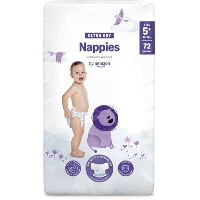 Mama Bear By Amazon Ultra Dry Windeln – Größe 5+ (11kg–17kg) – 72 Stück (1 Packung mit 72 Stück) Mama Bear By Amazon Ultra Dry Windeln – Größe 5+ (11kg–17kg) – 72 Stück (1 Packung mit 72 Stück)