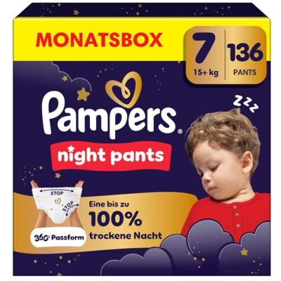 Pampers Night Pants Größe 7, 136 Windeln, 15kg+ Pampers Night Pants Größe 7, 136 Windeln, 15kg+