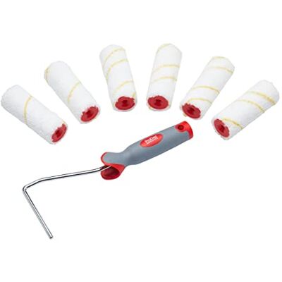 ProDec Advance 7-tlg. 100 mm Mini-Rollen, Jumbo-Kurzflor-Mikrofaser, Rahmen für glattes Finish, Dispersions-, Glanz-, Satinfarbe, Lack, Holzbeize, Innenwände, Fußleisten, Decken, Holz, Metall ProDec Advance 7-tlg. 100 mm Mini-Rollen, Jumbo-Kurzflor-Mikrofaser, Rahmen für glattes Finish, Dispersions-, Glanz-, Satinfarbe, Lack, Holzbeize, Innenwände, Fußleisten, Decken, Holz, Metall