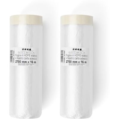 PENNELLIFICIO 2000 2 Rollen aus Polyethylen mit Klebeband, Abdeckset, Wandschutz, Wände, Sockelleisten, Möbel, Abdeckplane, Größe 270 cm x 16 m – Made in Italy PENNELLIFICIO 2000 2 Rollen aus Polyethylen mit Klebeband, Abdeckset, Wandschutz, Wände, Sockelleisten, Möbel, Abdeckplane, Größe 270 cm x 16 m – Made in Italy