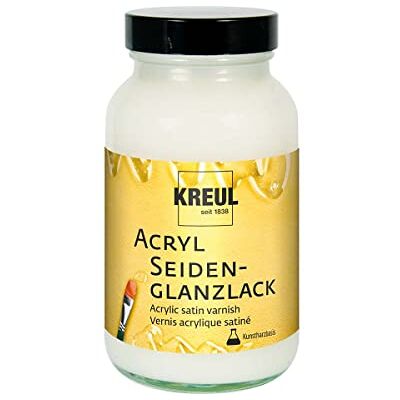 KREUL 79408 Acryl Seidenglanzlack auf Kunstharzbasis, 250 ml Glas, seidenglänzend transparent, Schutz- und Überzugslack für durchgetrocknete Aufmalungen, für Innen und Außen geeignet KREUL 79408 Acryl Seidenglanzlack auf Kunstharzbasis, 250 ml Glas, seidenglänzend transparent, Schutz- und Überzugslack für durchgetrocknete Aufmalungen, für Innen und Außen geeignet