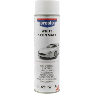 presto UNIVERSAL Spray Weiß seidenmatt 500 ml Sprühfarbe Hochwertiger Nitro-Kombi Lack für Auto, Metall, Holz und Kunststoff. Schnelltrocknend, wetterfest und UV-beständig. presto UNIVERSAL Spray Weiß seidenmatt 500 ml Sprühfarbe Hochwertiger Nitro-Kombi Lack für Auto, Metall, Holz und Kunststoff. Schnelltrocknend, wetterfest und UV-beständig.