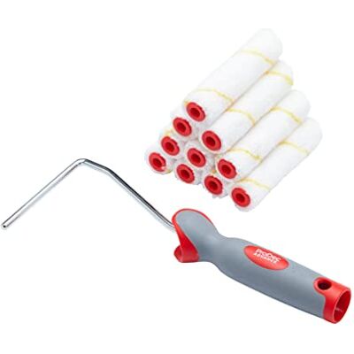 ProDec Advance 11-tlg. 100 mm Kurzflor-Mikrofaser-Mini-Rollen/Rahmen, glatte Oberfläche mit Dispersions-, Glanz- & Satinfarbe, Lack, Holzbeize, Innenwände, Fußleisten, Decken, Holz, Metall ProDec Advance 11-tlg. 100 mm Kurzflor-Mikrofaser-Mini-Rollen/Rahmen, glatte Oberfläche mit Dispersions-, Glanz- & Satinfarbe, Lack, Holzbeize, Innenwände, Fußleisten, Decken, Holz, Metall