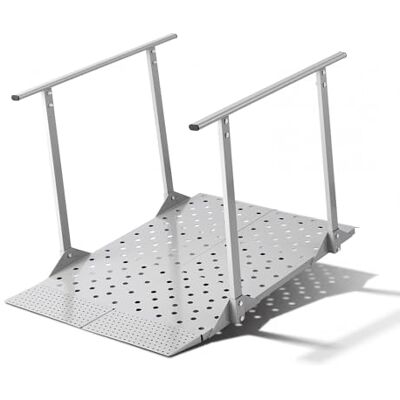 VEVOR Rollstuhlrampe mit Handläufen, 1140x850x705mm Schwellenrampe mit Max. 199,6kg Tragkraft, rutschfeste Auffahrschiene aus Metall, Tragbare Auffahrrampe für Scooter Türschwelle Bordsteine Treppen VEVOR Rollstuhlrampe mit Handläufen, 1140x850x705mm Schwellenrampe mit Max. 199,6kg Tragkraft, rutschfeste Auffahrschiene aus Metall, Tragbare Auffahrrampe für Scooter Türschwelle Bordsteine Treppen