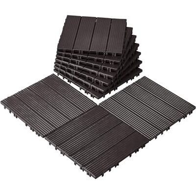 VEVOR Terrassenfliesen, 10er-Set, Balkonfliesen 30x30cm, Klickfliesen, wasserdichter Kunststoff-Bodenbelag für den Außenbereich, Terrassenbodenbelag für Veranda, Pool, Balkon, Hinterhof, Dunkelbraun VEVOR Terrassenfliesen, 10er-Set, Balkonfliesen 30x30cm, Klickfliesen, wasserdichter Kunststoff-Bodenbelag für den Außenbereich, Terrassenbodenbelag für Veranda, Pool, Balkon, Hinterhof, Dunkelbraun