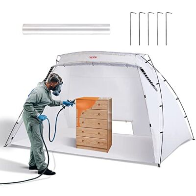 VEVOR Tragbarer Sprühschutz 305 x 213 x 183 cm mit eingebautem Boden & Einwegfolie & Belüftungsöffnung, Große Farbkabine für DIY Sprühmalerei, Hobby Farbkabine Werkzeug Malstation, Sprühlackzelt Weiß VEVOR Tragbarer Sprühschutz 305 x 213 x 183 cm mit eingebautem Boden & Einwegfolie & Belüftungsöffnung, Große Farbkabine für DIY Sprühmalerei, Hobby Farbkabine Werkzeug Malstation, Sprühlackzelt Weiß