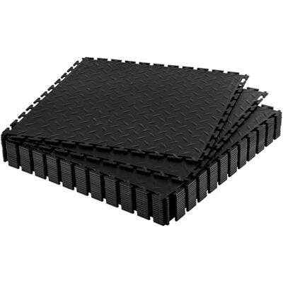 VEVOR PVC Garagenboden, 16er-Pack 513x513x5 mm, Werkstattboden, Industrieboden, Klick Verlegung, rutschfeste PVC-Matten mit Diamantplatte für Werkstatt, Lager, Werkzeugraum, Schwarz VEVOR PVC Garagenboden, 16er-Pack 513x513x5 mm, Werkstattboden, Industrieboden, Klick Verlegung, rutschfeste PVC-Matten mit Diamantplatte für Werkstatt, Lager, Werkzeugraum, Schwarz