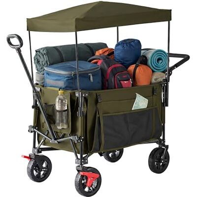 Relaxdays Bollerwagen, faltbar, 150 kg, Dach, Teleskop- & Schiebegriff, Gummireifen mit Bremse, Transportwagen, grün Relaxdays Bollerwagen, faltbar, 150 kg, Dach, Teleskop- & Schiebegriff, Gummireifen mit Bremse, Transportwagen, grün