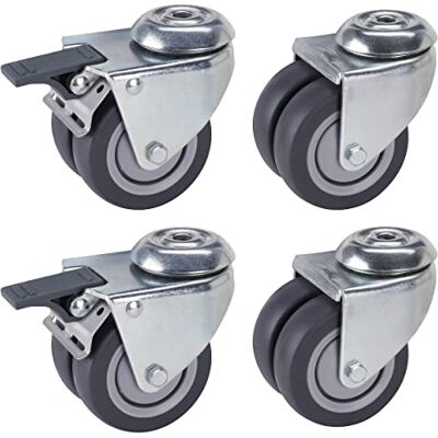 Dörner + Helmer 4er Set, Apparate-Doppelrolle 75 mm TPE mit Rückenloch 10,2 mm, Fadenschutz, Rollenmix, Tragkraft 300 kg/Set Dörner + Helmer 4er Set, Apparate-Doppelrolle 75 mm TPE mit Rückenloch 10,2 mm, Fadenschutz, Rollenmix, Tragkraft 300 kg/Set