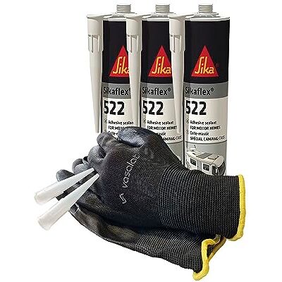 vasalat Sika Sikaflex 522 STP Kleber Wohnwagen Dichtmasse und Klebstoff für den Innen- und Außenbereich ideal zum Abdichten, 300ml weiß 3er Set mit 5 Düsenspitzen vasalat Sika Sikaflex 522 STP Kleber Wohnwagen Dichtmasse und Klebstoff für den Innen- und Außenbereich ideal zum Abdichten, 300ml weiß 3er Set mit 5 Düsenspitzen