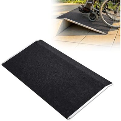VEVOR Schwellenrampe 810x390mm, 181,4kg Belastbare Rollstuhlrampe mit Rutschfester Oberfläche, Auffahrschiene aus Aluminium, Tragbare Auffahrrampe für Rollstuhl Scooter Türschwelle Bordsteine Treppen VEVOR Schwellenrampe 810x390mm, 181,4kg Belastbare Rollstuhlrampe mit Rutschfester Oberfläche, Auffahrschiene aus Aluminium, Tragbare Auffahrrampe für Rollstuhl Scooter Türschwelle Bordsteine Treppen