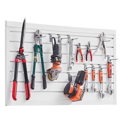 VEVOR Werkzeugwand 1225x645x20 mm, PVC-Garagen-Lamellenwand, weißer Wandorganzier, 136 kg pro Platte Lamellenwandpaneel mit Kupplungsstruktur & DIY-Zuschnitt, geeignet für Lagerung & Präsentation VEVOR Werkzeugwand 1225x645x20 mm, PVC-Garagen-Lamellenwand, weißer Wandorganzier, 136 kg pro Platte Lamellenwandpaneel mit Kupplungsstruktur & DIY-Zuschnitt, geeignet für Lagerung & Präsentation