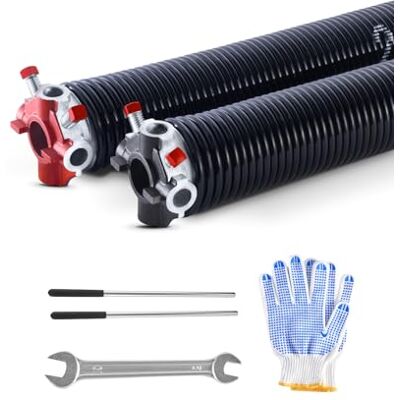 VEVOR Torsionsfedern für Garagentore (Φ 5,72 x Φ 50,8 x 685 mm) 16000 Zyklen, schwarz beschichtet zum Auswechseln, Garagentorfedern mit rutschfesten Wickelstäben & Handschuhen & Montageschlüssel VEVOR Torsionsfedern für Garagentore (Φ 5,72 x Φ 50,8 x 685 mm) 16000 Zyklen, schwarz beschichtet zum Auswechseln, Garagentorfedern mit rutschfesten Wickelstäben & Handschuhen & Montageschlüssel