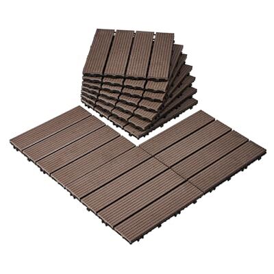 VEVOR Terrassenfliesen, 27er-Set, Balkonfliesen 30x30cm, Klickfliesen, wasserdichter Kunststoff-Bodenbelag für den Außenbereich, Terrassenbodenbelag für Veranda, Pool, Balkon, Hinterhof, Dunkelbraun VEVOR Terrassenfliesen, 27er-Set, Balkonfliesen 30x30cm, Klickfliesen, wasserdichter Kunststoff-Bodenbelag für den Außenbereich, Terrassenbodenbelag für Veranda, Pool, Balkon, Hinterhof, Dunkelbraun