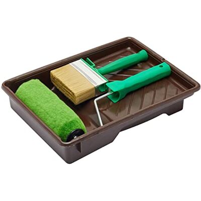 Fit For The Job 4-Teil. 175mm-Rollenset u. 100mm-Blockbürste f. Heimwerkerstreicharbeiten mit Beize an Außenholz, Schuppen, Zäunen u. Gartenmöbeln, für glatt gehobeltes und grob gesägtes Holz Fit For The Job 4-Teil. 175mm-Rollenset u. 100mm-Blockbürste f. Heimwerkerstreicharbeiten mit Beize an Außenholz, Schuppen, Zäunen u. Gartenmöbeln, für glatt gehobeltes und grob gesägtes Holz