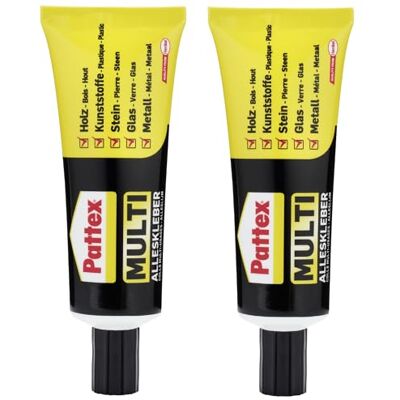 Pattex Multi Alleskleber 2 x 50 g in unkaputtbarer Tube, lösemittelfrei, extrastark, schnell und sauber, tropft nicht, kraftvoll Pattex Multi Alleskleber 2 x 50 g in unkaputtbarer Tube, lösemittelfrei, extrastark, schnell und sauber, tropft nicht, kraftvoll
